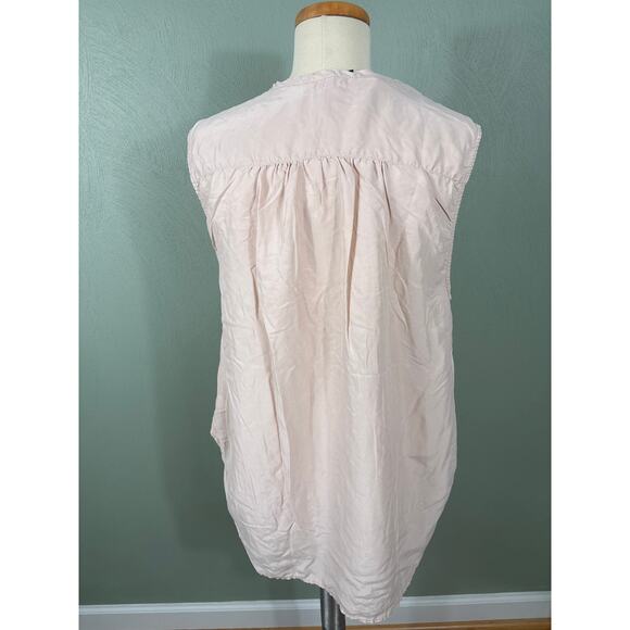 Unsubscribed Women's Medium Peach Silk Button Front Lightweight Flowy Tunic Top - Picture 10 of 11